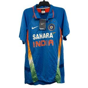 Nike India Cricket Jersey Mens XS Blue Multicolor Dri-Fit Polyester Short Sleeve